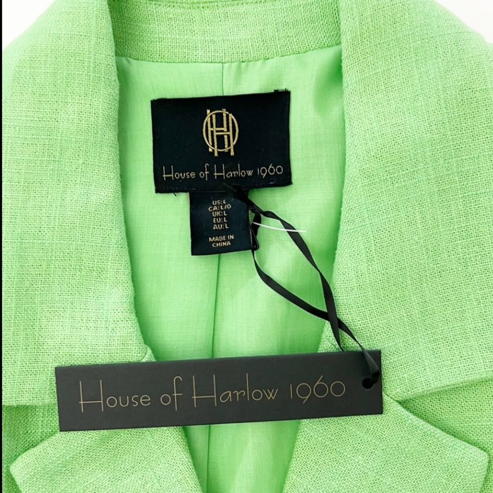House Of Harlow 1960 Linen Blend Boxy Fit Double Breasted Jacket LG NWT - Picture 11 of 11